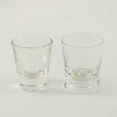 Lot of 2 Clear Glass Shot Glasses - Classic Bar/Party