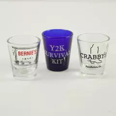Lot of 3 Souvenir Shot Glasses Bernie's Bar Crabby's Pendleton OR Y2K