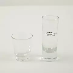 Lot of 2 Chinook Winds Casino Clear Glass Shot Glasses - Souvenir