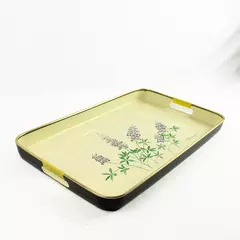Vintage Japanese Lacquerware Serving Tray Bluebonnet Design 19x11