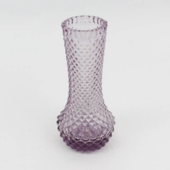 Lavender Diamond Cut Glass Flower Vase 7.75"