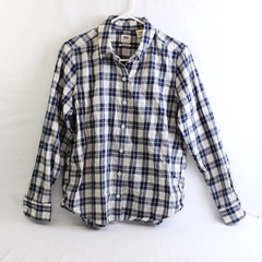 Levi's Men's L Blue and Orange Plaid Long Sleeve Button Up Shirt Classic Fit