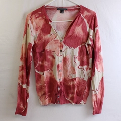 Banana Republic Women's M Pink and Cream Tie Dye Pattern Button Up Cardigan