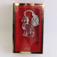 Lenox Pave Jewels Clear Glass Cat Hanging Ornament Decor W/ Original Packaging