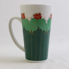 Unbranded Holly Printed On White Ceramic Tall Tea Mug 1999 6" Tall