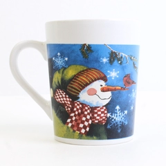 Royal Norfolk Snowman Printed On White Ceramic Coffee Mug 4.5" Tall
