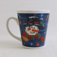 Unbranded Happy Snowman Printed Ceramic Coffee/Tea Mug 4.25" Tall