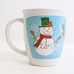 Snowmen With Snowflakes Printed Ceramic Coffee/Tea Mug 4.5" Tall