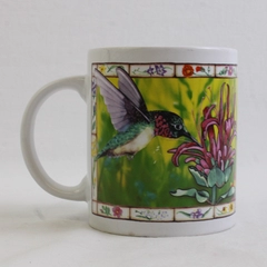 Unbranded Hummingbird And Flowers Printed Ceramic Coffee/Tea Mug 3.75" Tall