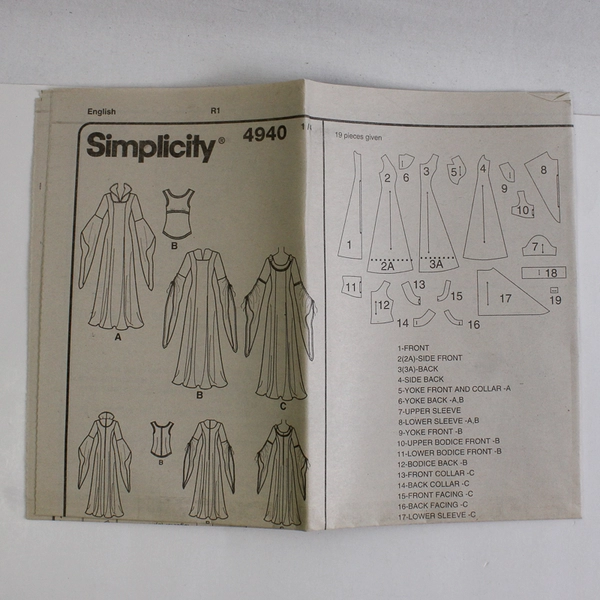 Simplicity Andrea Schewe 4940 Costumes For Adults Womens Sz ZZ (20, 22, 24, 26)