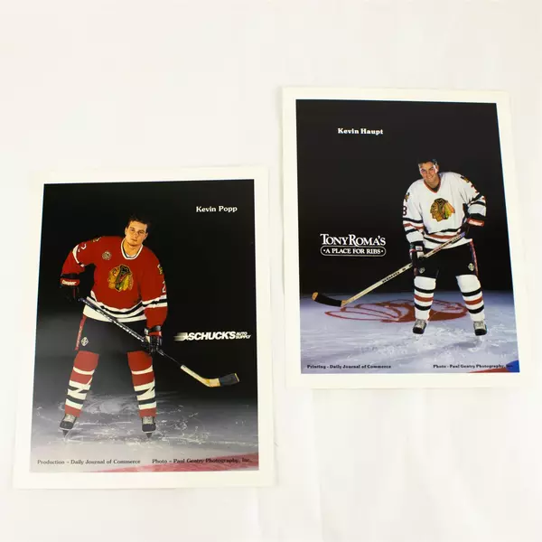 Lot of 2 Portland Winterhawks 8x10 Photos Kevin Popp & Kevin Haupt 