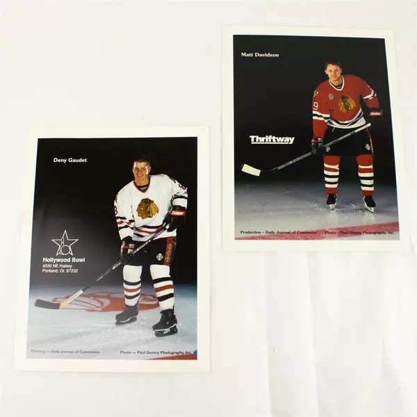 Lot of 2 Portland Winterhawks 8x10 Photos Deny Gaudet Matt Davidson