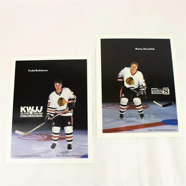Lot of 2 Portland Winterhawks 8x10 Photos Todd Robinson Marty Standish