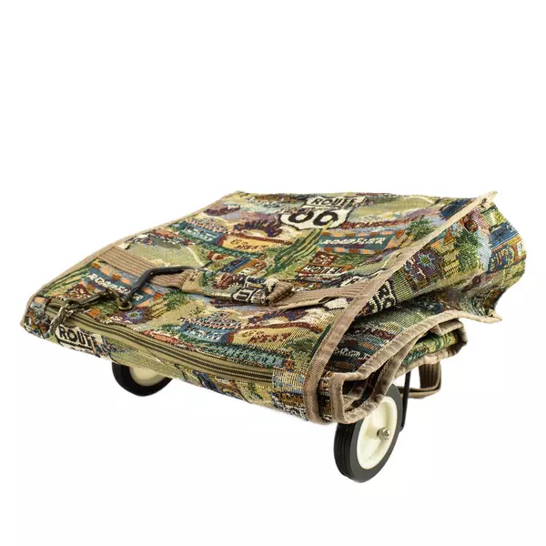 Jade Tapestry Route 66 Vintage Wheeled Shopping Travel Tote Bag