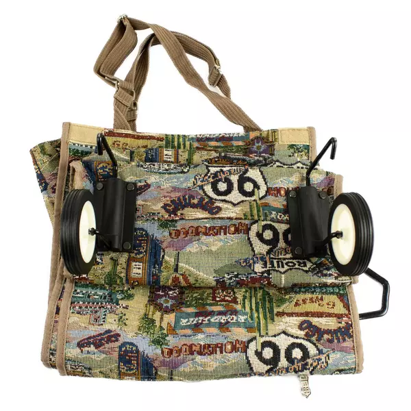 Jade Tapestry Route 66 Vintage Wheeled Shopping Travel Tote Bag