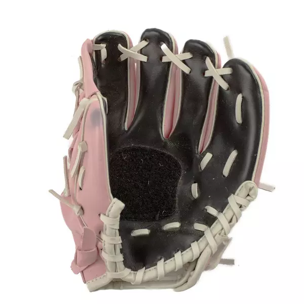 Youth Pink & Black Baseball Glove 7.5in Kids Soft Synthetic Leather