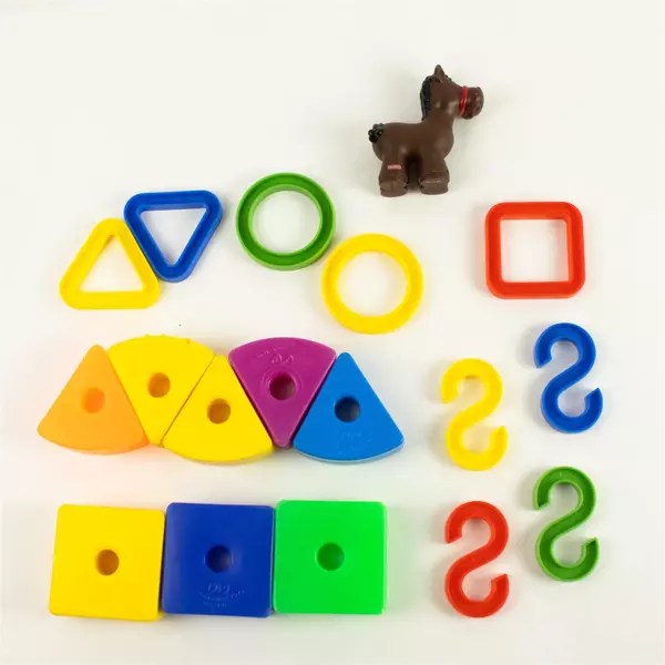 Fisher-Price Kids Shape Blocks Set 9 Pieces Triangles Squares Circles Horse