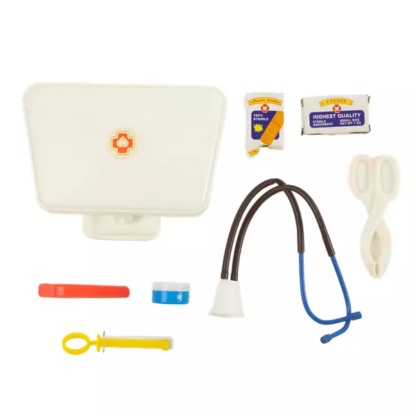 Mini Kids Doctor Kit White Case Stethoscope Syringe Tweezers Bandages