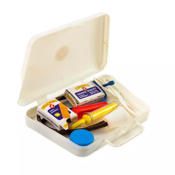 Mini Kids Doctor Kit White Case Stethoscope Syringe Tweezers Bandages