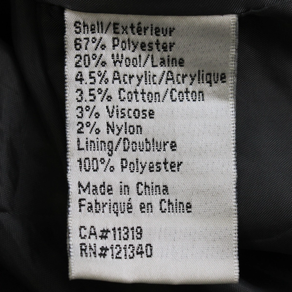 D Casual Gray and Black Houndstooth Stand Collar Pea Coat Women's XS