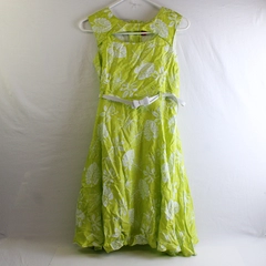 Zola Lime Green Dress Tropical Leaf Pattern Fit and Flare Dress Women's Size 36