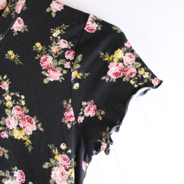 Knit Works Floral Black Babydoll Dress Girls' Size M 10/12