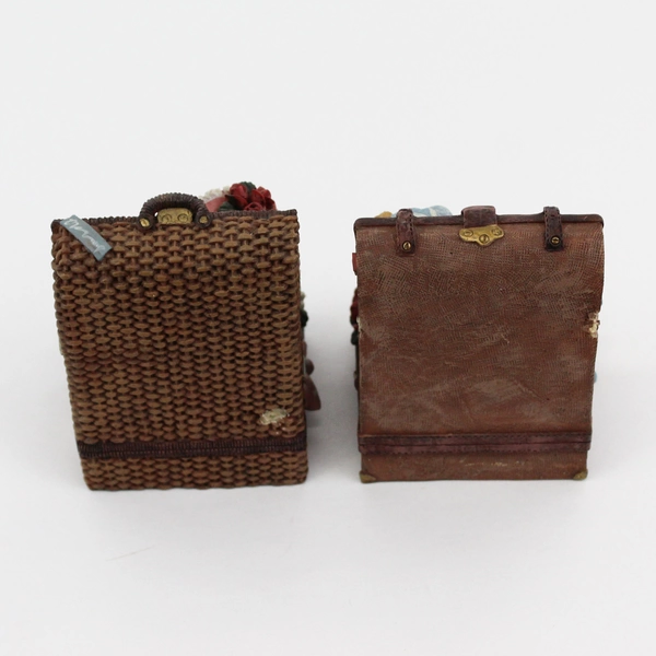 Vintage Resin Teddy Bears In Suitcases Book Ends