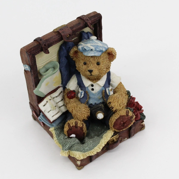Vintage Resin Teddy Bears In Suitcases Book Ends