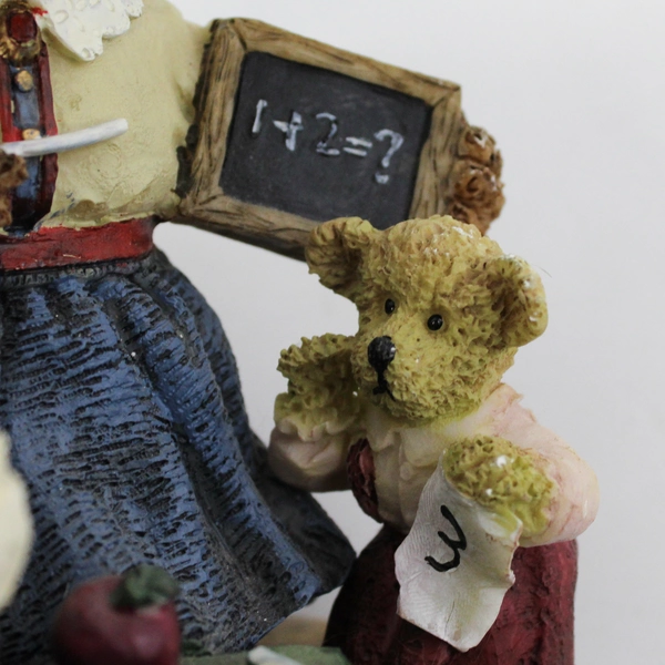 Vintage Resin Bear Figurine Teacher Giving 2 Students A Math Lesson