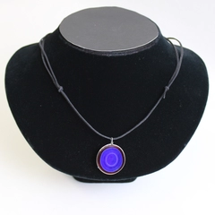 Unbranded Blue and Red Round Glass Pendant Necklace with Adjustable String