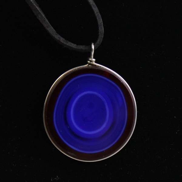 Unbranded Blue and Red Round Glass Pendant Necklace with Adjustable String