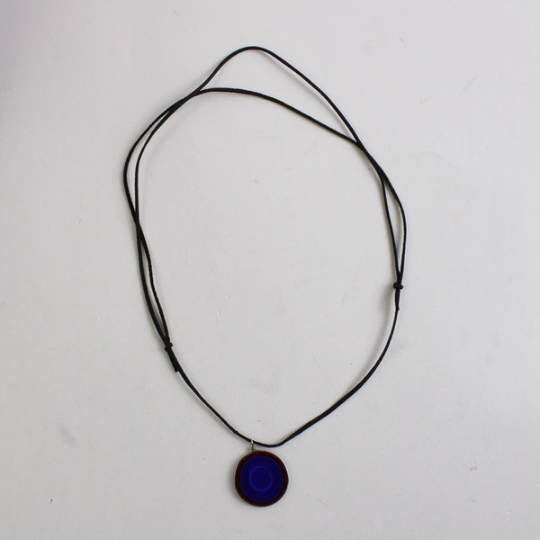 Unbranded Blue and Red Round Glass Pendant Necklace with Adjustable String