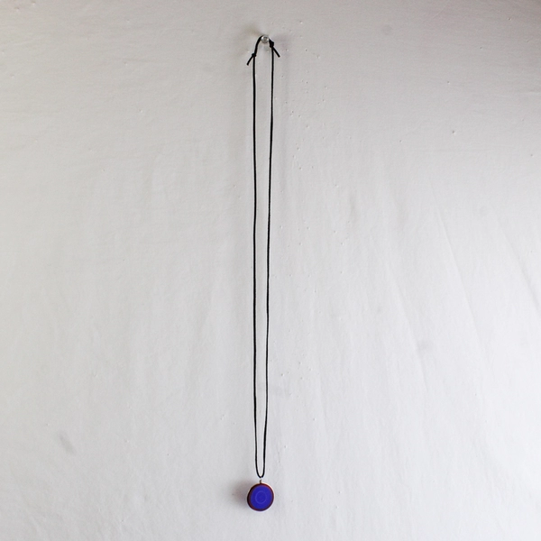 Unbranded Blue and Red Round Glass Pendant Necklace with Adjustable String