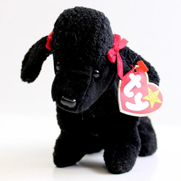 TY Beanie Babies GiGi 1998 Black Poodle Dog With Ear Tag Error 1997 Plush Toy