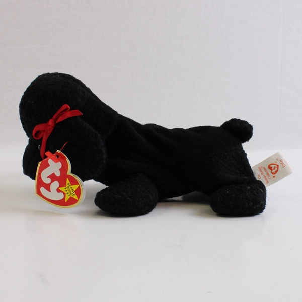 TY Beanie Babies GiGi 1998 Black Poodle Dog With Ear Tag Error 1997 Plush Toy