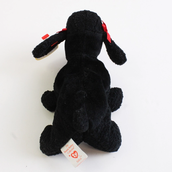 TY Beanie Babies GiGi 1998 Black Poodle Dog With Ear Tag Error 1997 Plush Toy