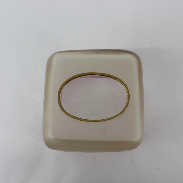 VTG Clear And Lavender Frosted Glass Tissue Box Cover W/ Embossed Pattern 