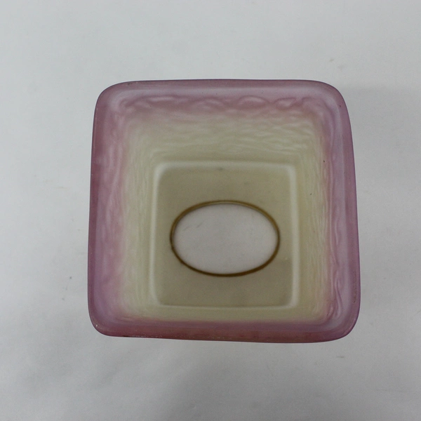 VTG Clear And Lavender Frosted Glass Tissue Box Cover W/ Embossed Pattern 