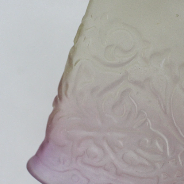 VTG Clear And Lavender Frosted Glass Tissue Box Cover W/ Embossed Pattern 