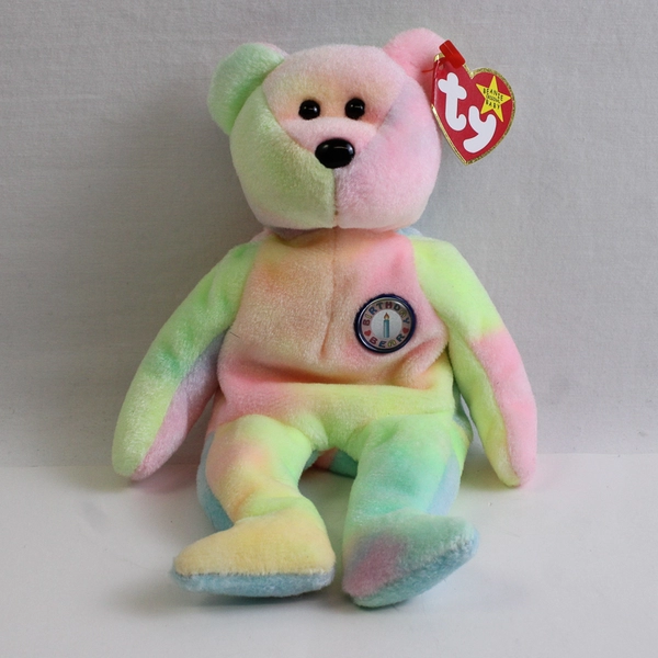 TY Beanie Babies B.B. Bear 1999 Ty Dye Pastel Birthday Bear With Tag Plush Toy
