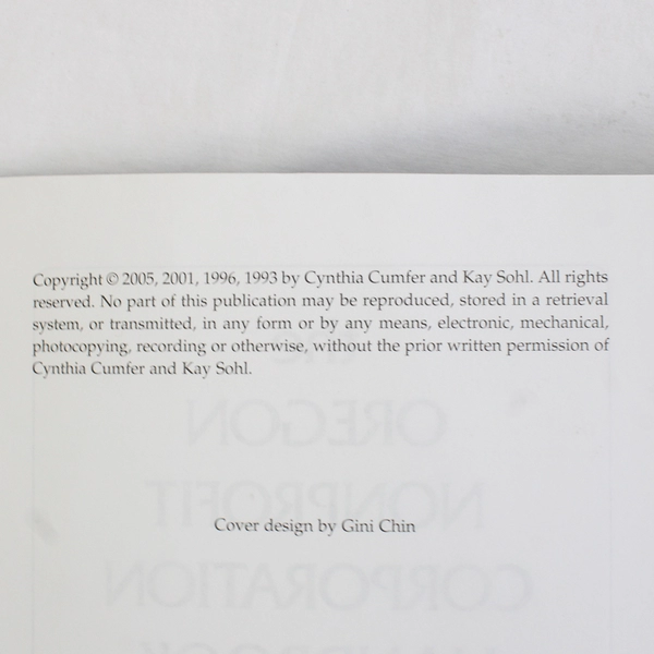 The Oregon Nonprofit Corporation Handbook by Cynthia Cumfer Kay Sohl 4th ED PB