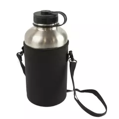 64oz Insulated Metal Water Bottle with Sleeve and Strap Silver/Black Used