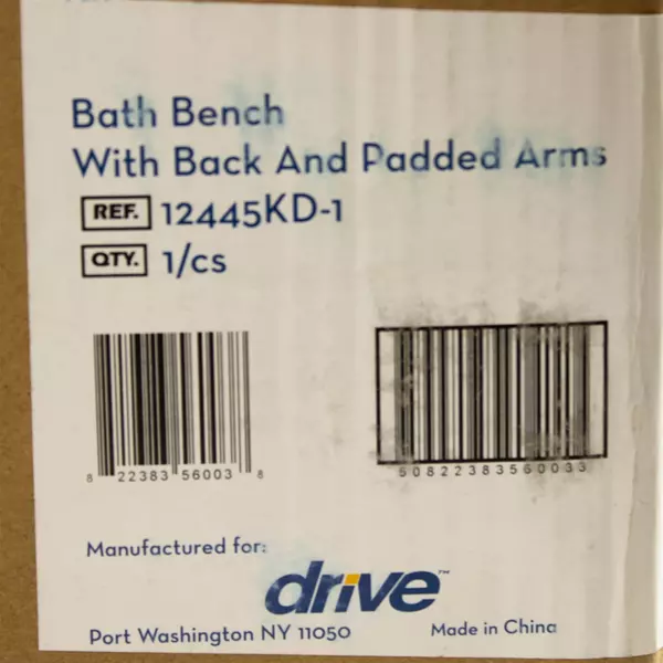 Drive Medical 12445KD-1 Knockdown Bath Bench w/ Back & Removable Padded Arms