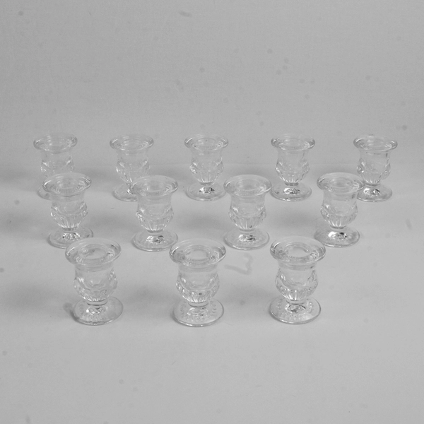 Lot Of 12 Letine Matching Clear Glass Candlestick Holders 2.5" Tall