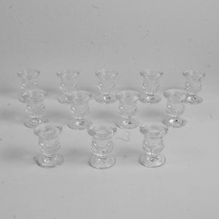 Lot Of 12 Letine Matching Clear Glass Candlestick Holders 2.5" Tall