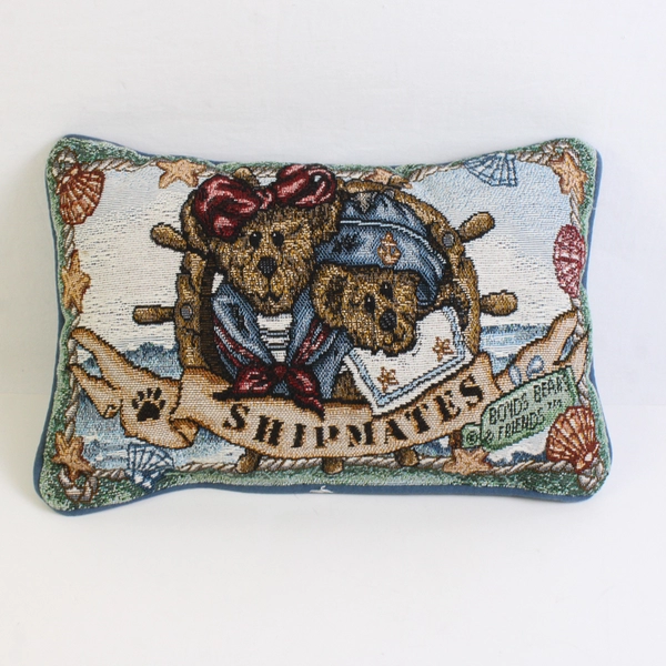 Boyds Bears Shipmates Nautical Beach Themed Tapestry Throw Pillow 12"