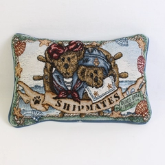 Boyds Bears Shipmates Nautical Beach Themed Tapestry Throw Pillow 12"