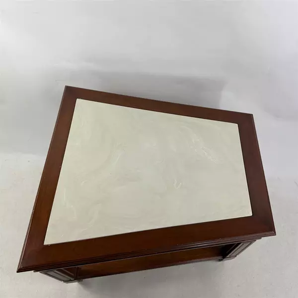Trapezoid 2-Piece Marble Top Wood Coffee Table