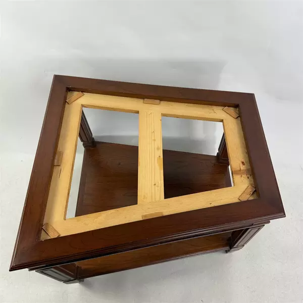 Trapezoid 2-Piece Marble Top Wood Coffee Table