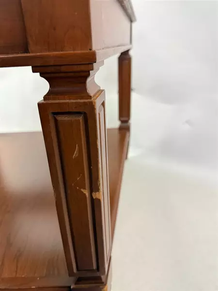 Trapezoid 2-Piece Marble Top Wood Coffee Table